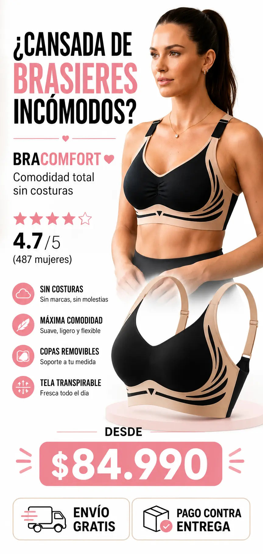 BraComfort™ | Sujetador con Push Up Inteligente